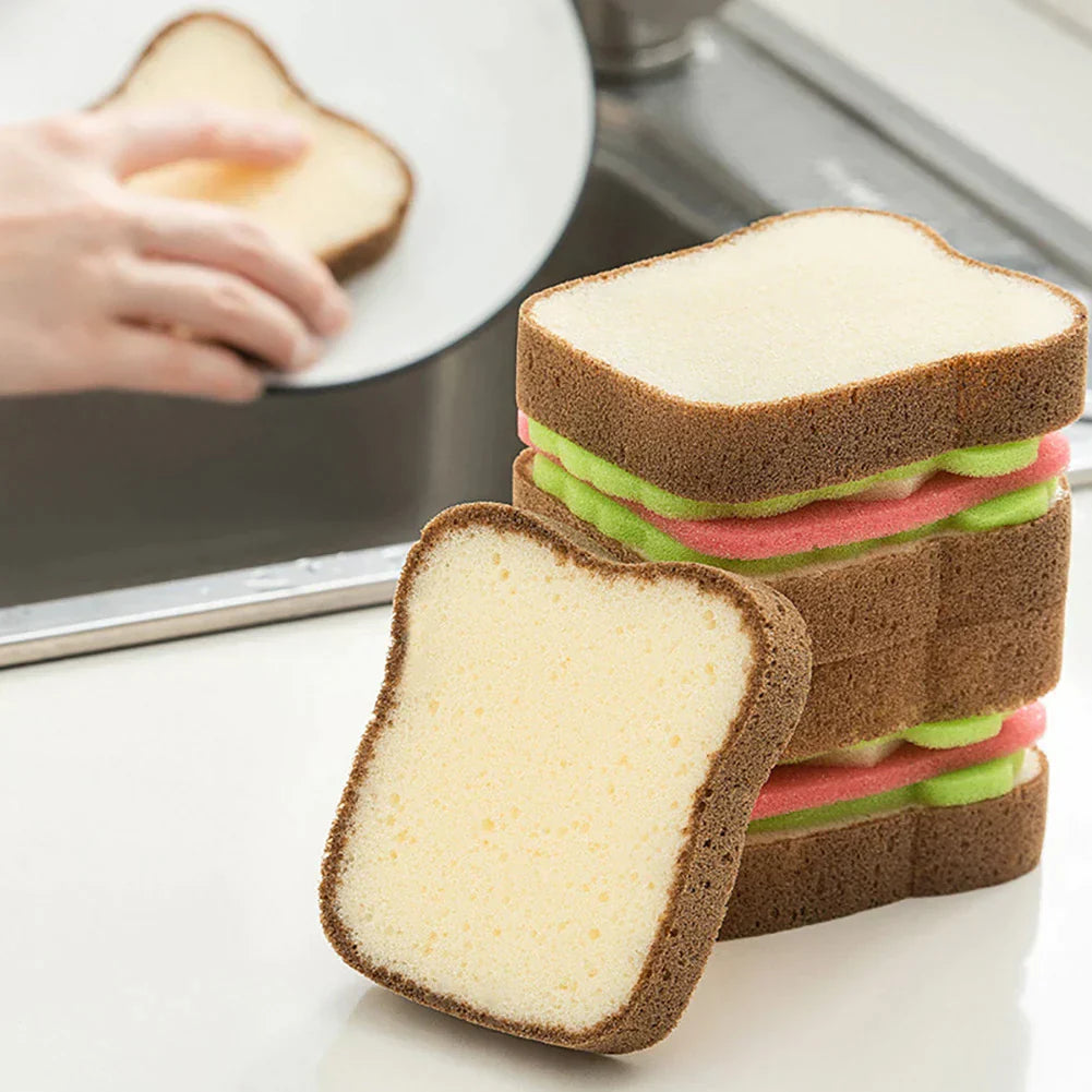 Toast Bread Shape Dish-Washing Sponge – Cute Novelty Kitchen Scrubber