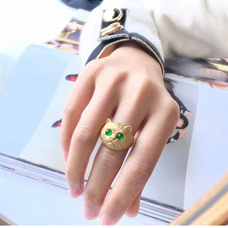 Trendy Cat Ring for Women – Cute Adjustable Animal Jewellery Fashion Ring