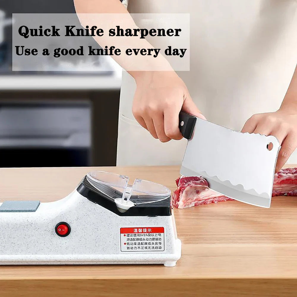 USB Electric Knife Sharpener – Adjustable Angle Professional Kitchen Knife Sharpening Tool