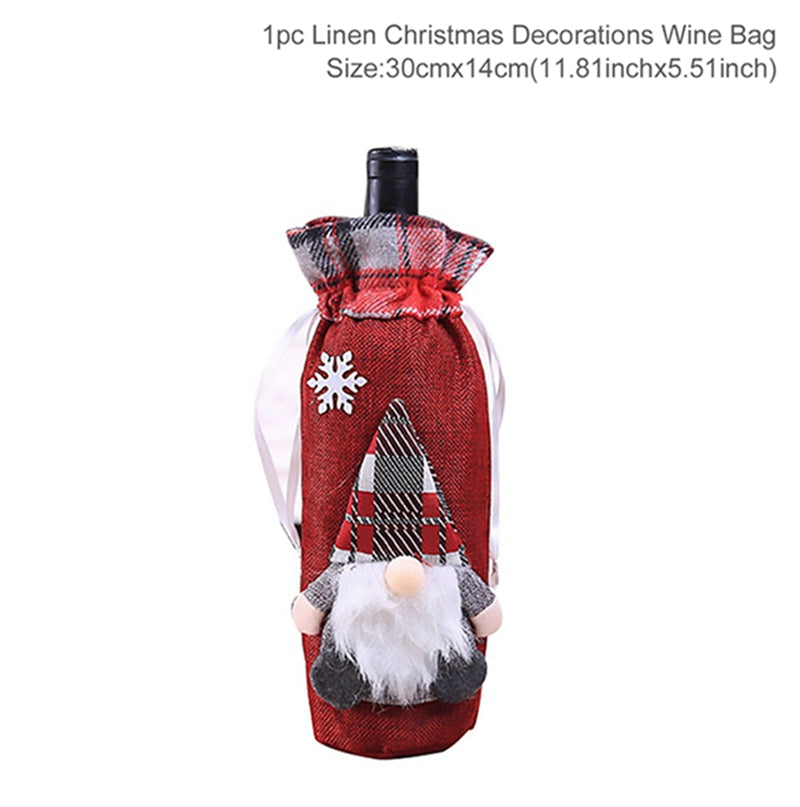 Christmas Wine Bottle Cover - Festive Holiday Table Decoration