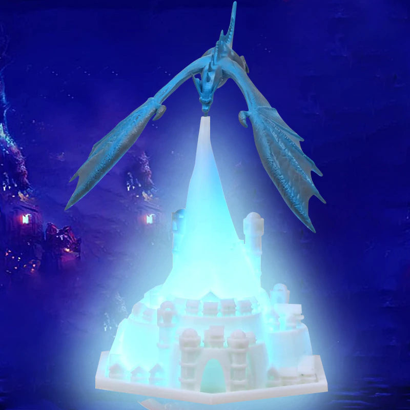 3D Printed Dragon Volcano Night Lamp – USB Rechargeable LED Breathing Light | Ice & Fire Dragon