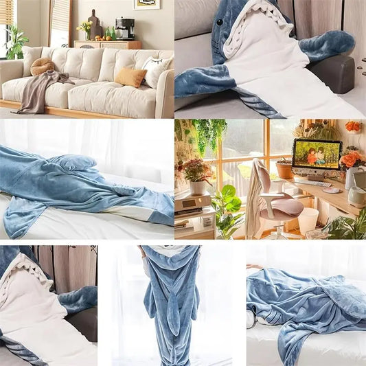 Shark Sleeping Bag - Wearable Shark Blanket Pajamas for Kids & Adults