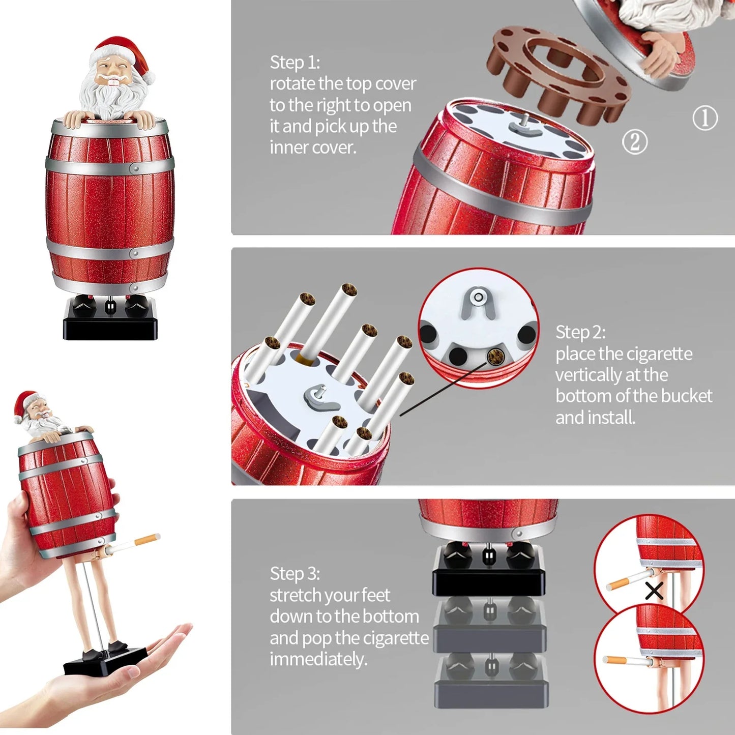 Strange Uncle Santa Cigarette Dispenser Case – Novelty Automatic Cigarette Holder Gift