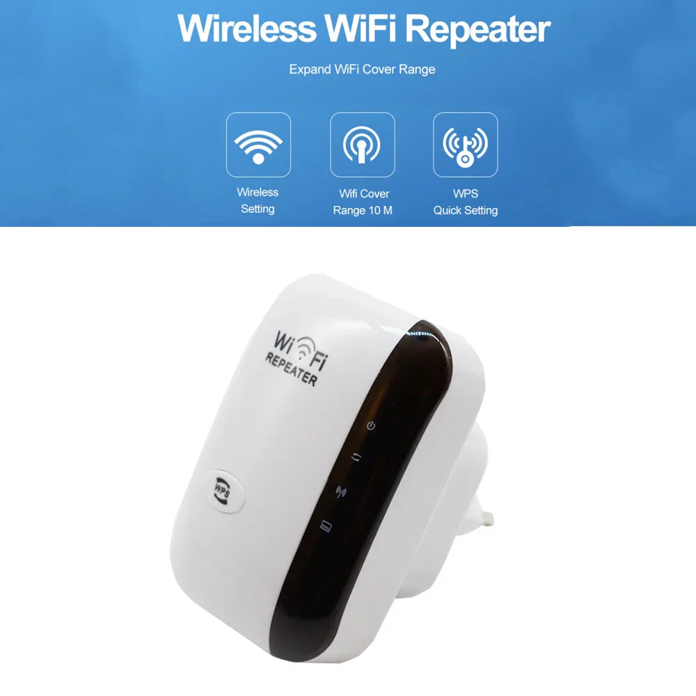 300Mbps WiFi Repeater & Range Extender – Wireless Signal Booster with WPS for Home & Office