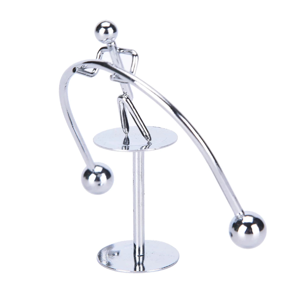Stainless Steel Weightlifter Kinetic Balance Desk Toy – Perpetual Motion Sculpture | Office Decor & Stress Relief Gift