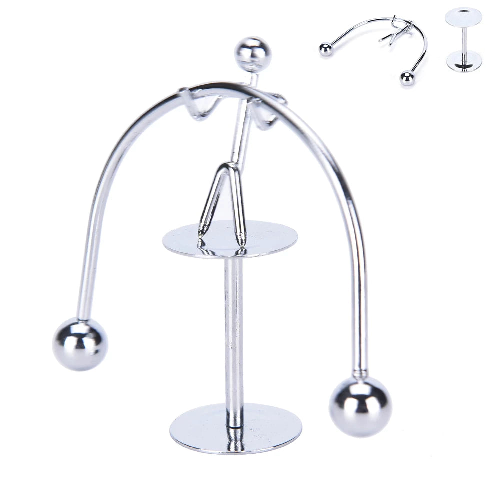 Stainless Steel Weightlifter Kinetic Balance Desk Toy – Perpetual Motion Sculpture | Office Decor & Stress Relief Gift