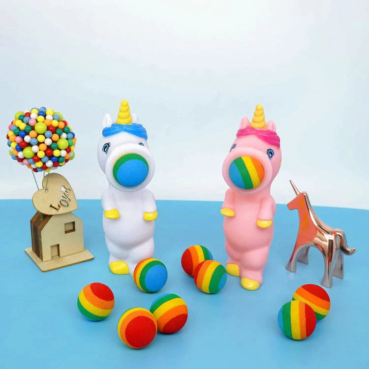 Unicorn Squeeze & Shoot Foam Ball Popper – Shoots Up to 20 Feet | Kids Indoor & Outdoor Toy