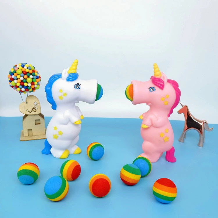 Unicorn Squeeze & Shoot Foam Ball Popper – Shoots Up to 20 Feet | Kids Indoor & Outdoor Toy