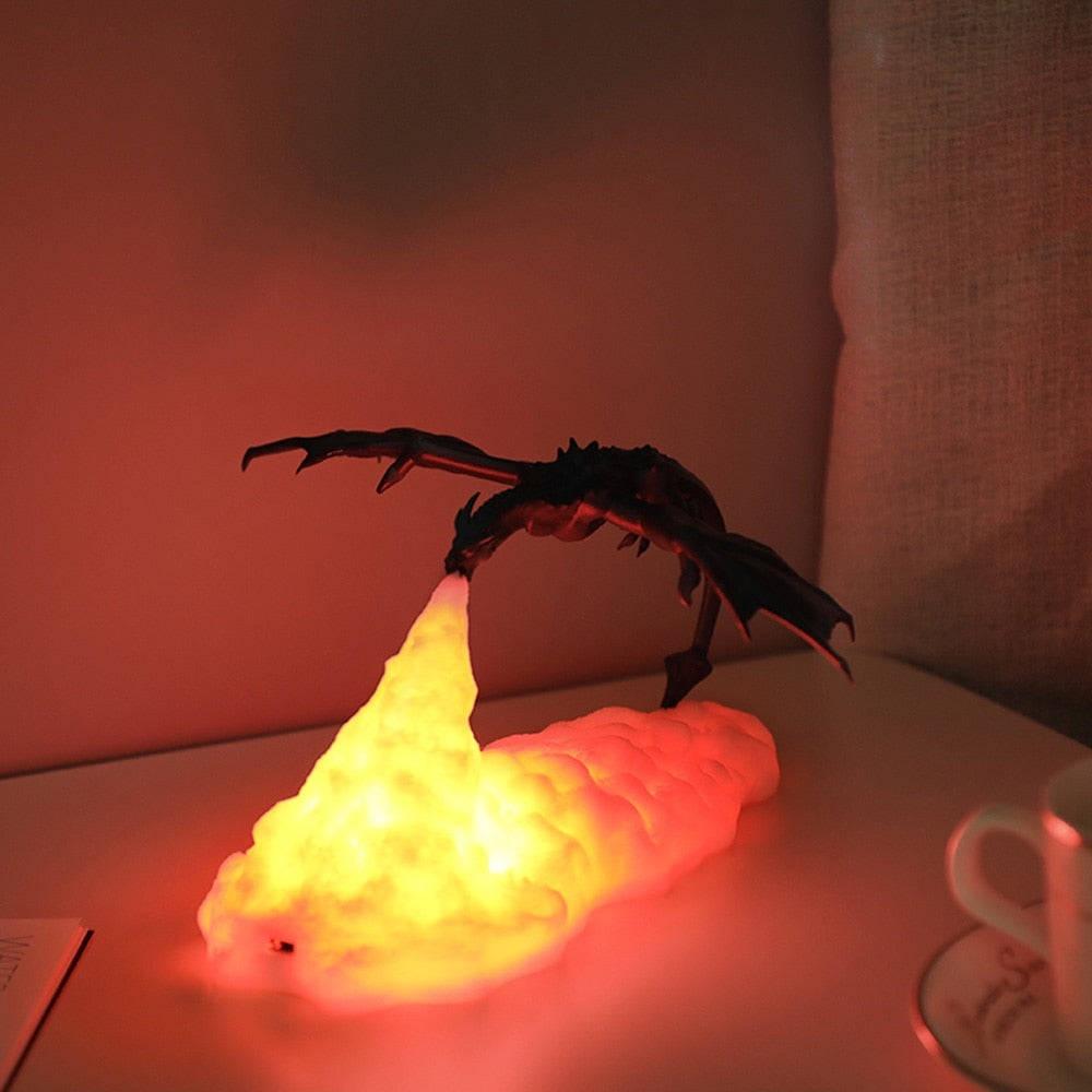 3D Printed Dragon LED Night Light – Colour-Changing Touch Lamp | Fire & Ice Dragon | Kids & Home Decor Gift