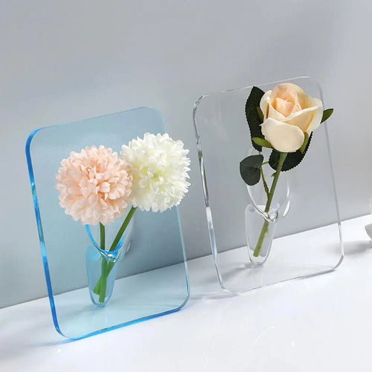 Photo Frame Vase - Acrylic Hydroponic Flower Vase with Art Frame Decoration