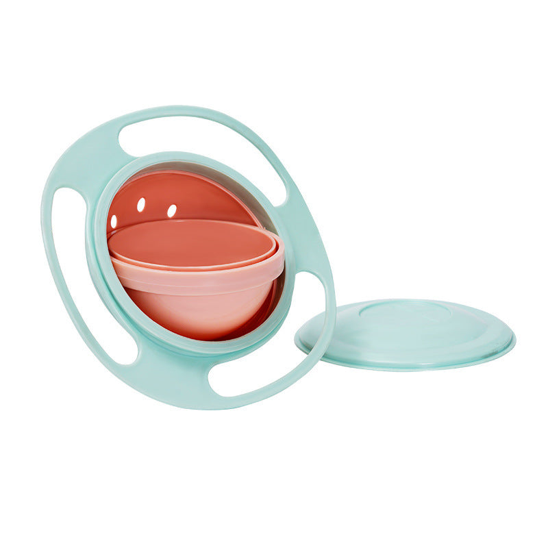 360° Rotatable Baby Feeding Bowl – Spill-Proof Gyro Bowl with Lid & Handles