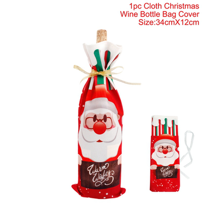 Christmas Wine Bottle Cover - Festive Holiday Table Decoration