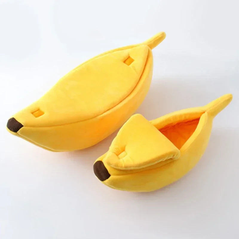 Warm Banana Shaped Cat Bed – Cosy Plush Kennel for Cats & Small Dogs