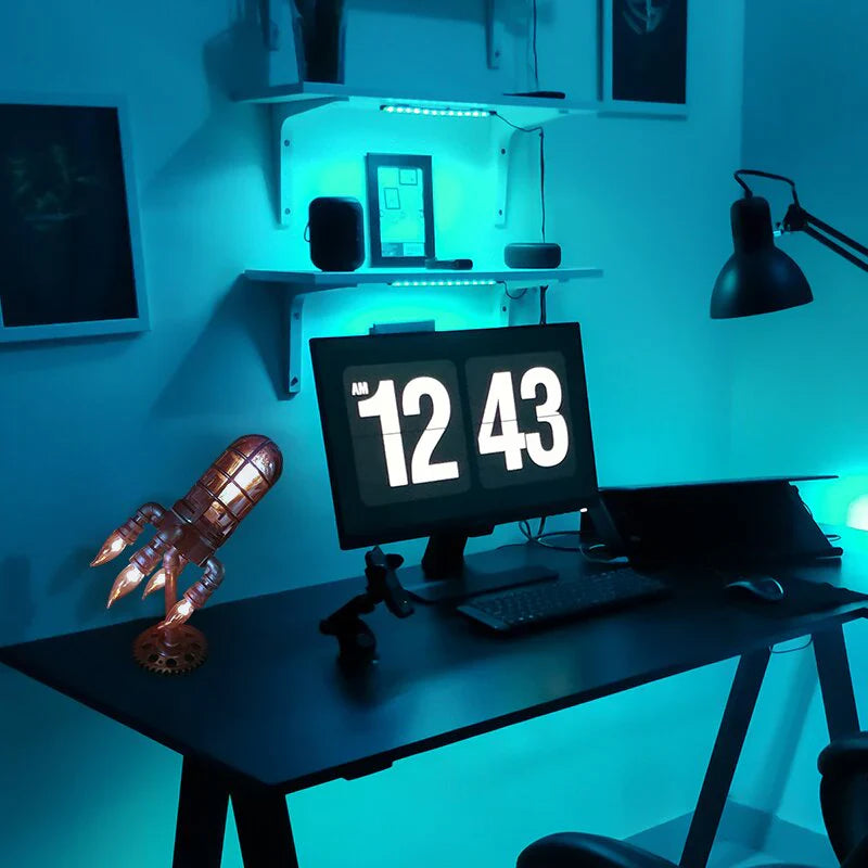 Steampunk Rocket Lamp – Vintage Industrial LED Table Light for Home, Office & Desk Decor