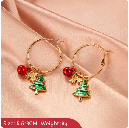 Christmas Snowman Earrings - Festive Bells Dangle Drop Earrings for Women