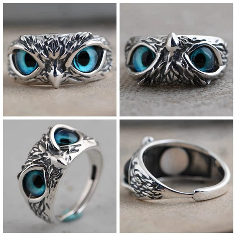 Owl Eye Adjustable Ring – Vintage Retro Alloy Open Ring for Men & Women | 6 Colours