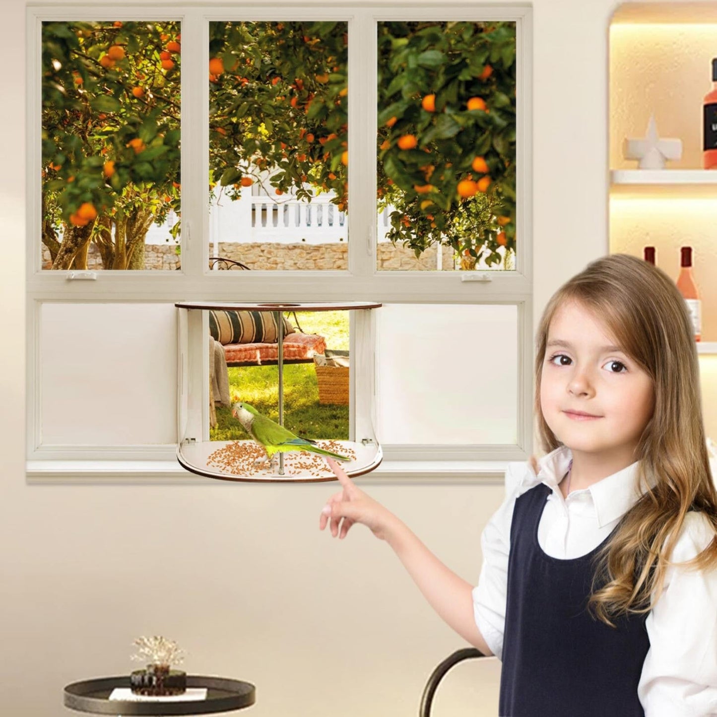 Window Bird Feeder with 180° Clear View – Indoor Fill, Easy Clean, Adjustable Size