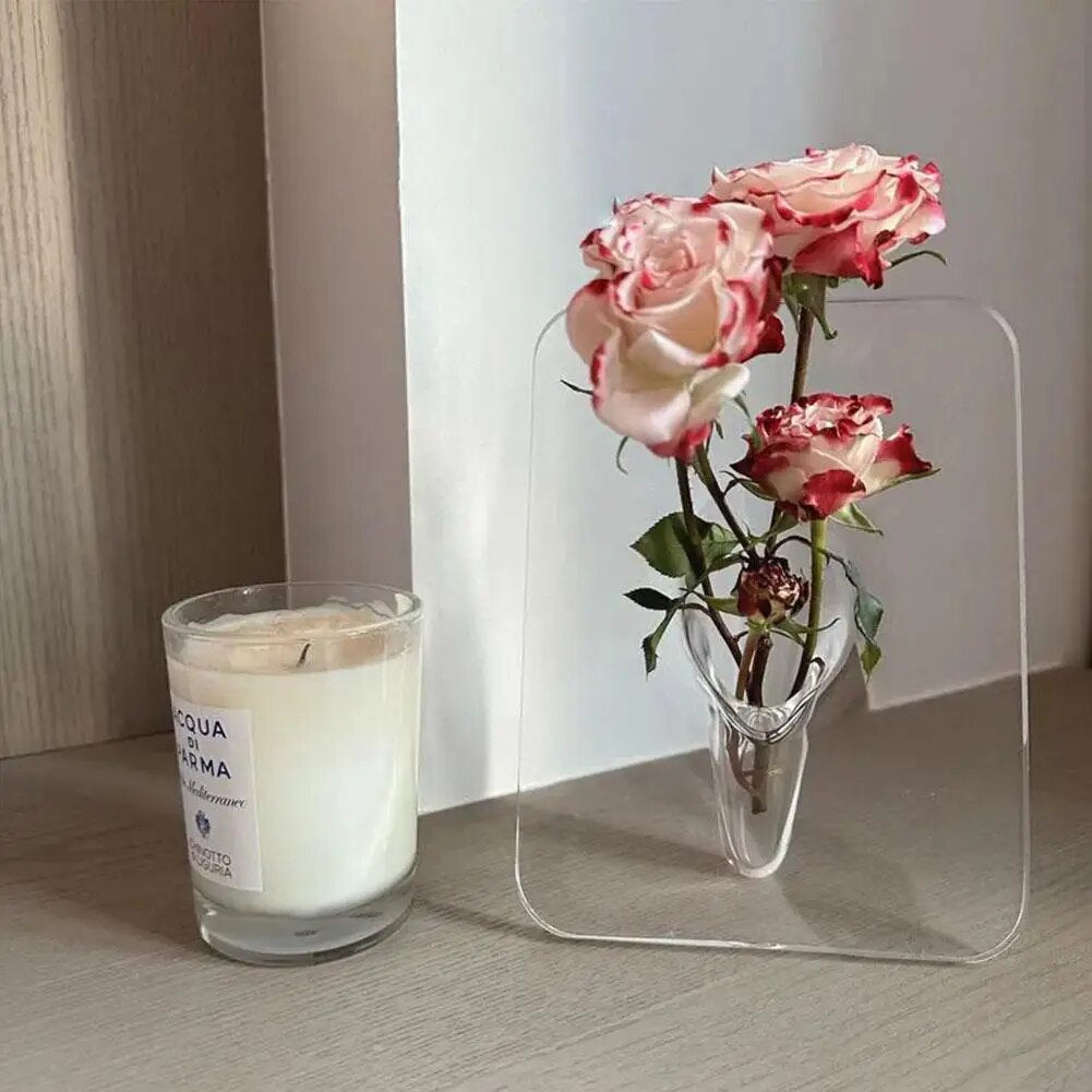 Photo Frame Vase - Acrylic Hydroponic Flower Vase with Art Frame Decoration