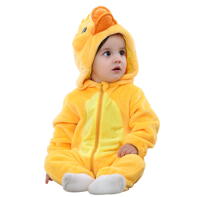 Duck Baby Jumpsuit – Adorable Flannel Costume Romper for Newborns & Toddlers (0–36M)