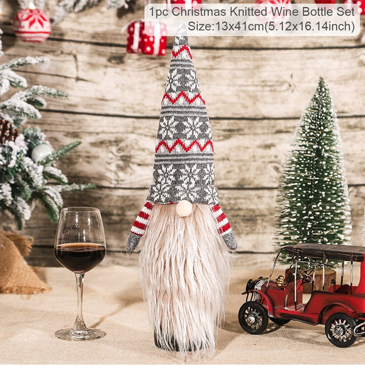 Christmas Wine Bottle Cover - Festive Holiday Table Decoration