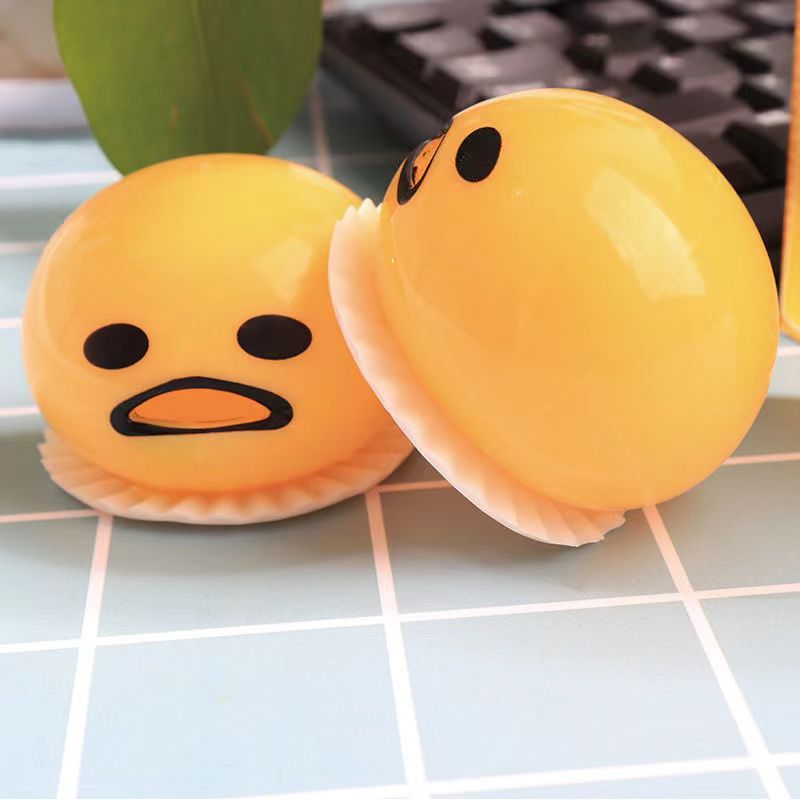 Vomiting Egg Yolk Squeeze Toy – Funny Anti-Stress Squishy Gadget for Kids & Adults