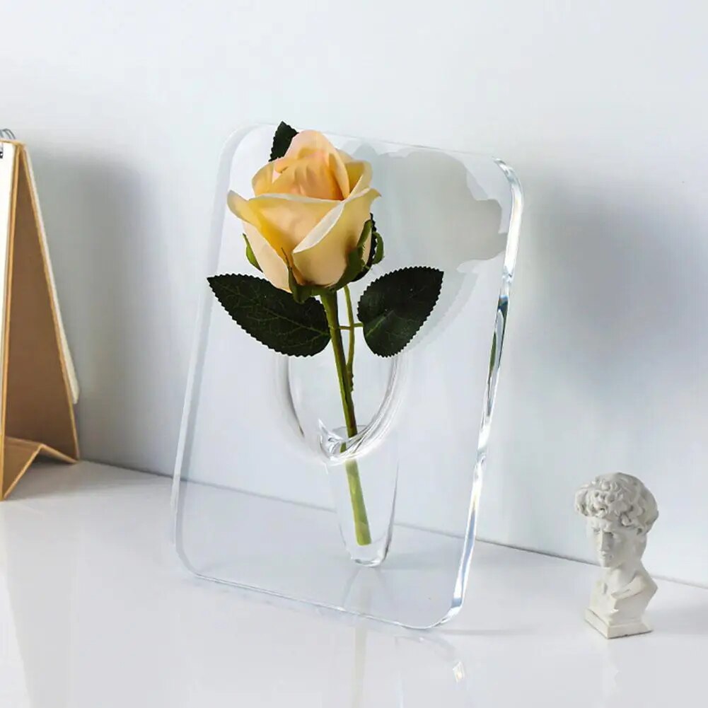 Photo Frame Vase - Acrylic Hydroponic Flower Vase with Art Frame Decoration