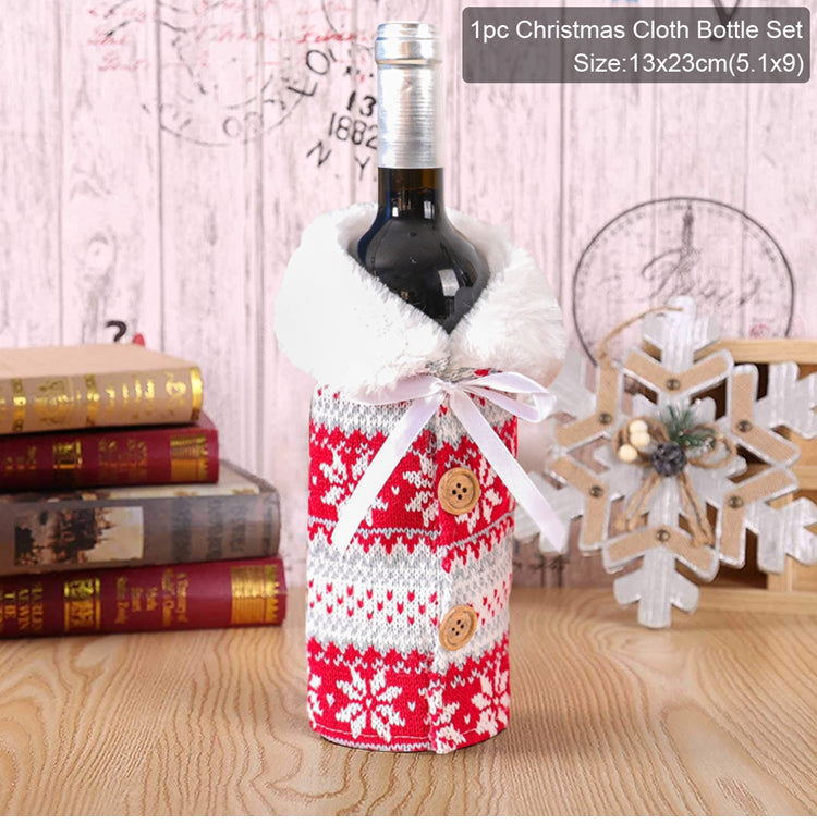 Christmas Wine Bottle Cover - Festive Holiday Table Decoration
