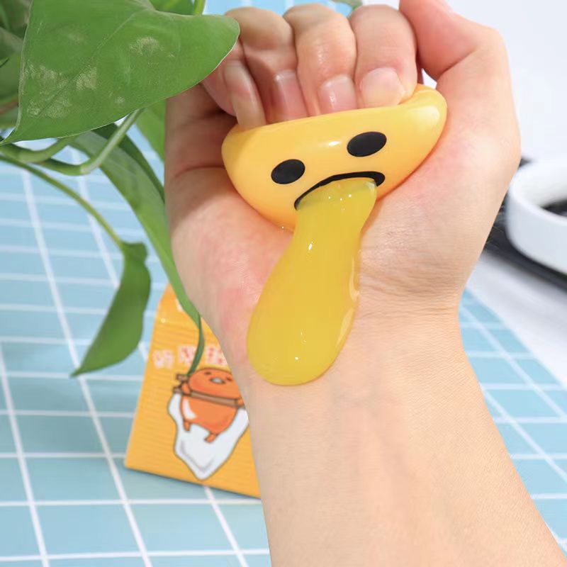 Vomiting Egg Yolk Squeeze Toy – Funny Anti-Stress Squishy Gadget for Kids & Adults
