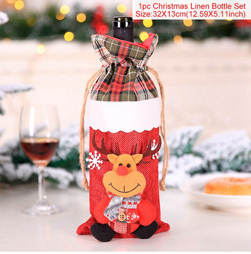 Christmas Wine Bottle Cover - Festive Holiday Table Decoration