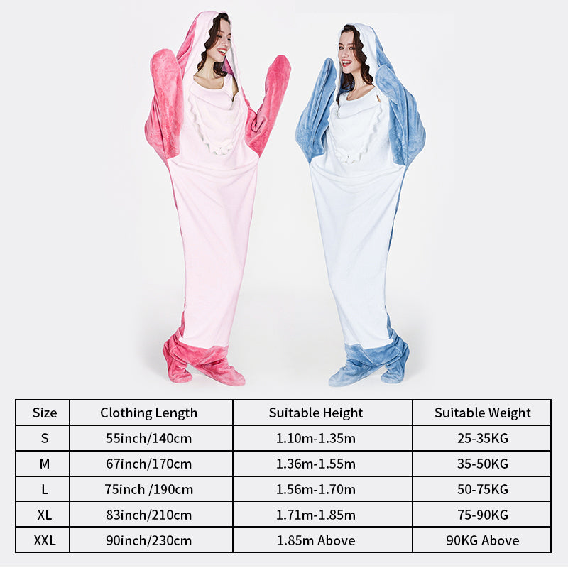 Shark Sleeping Bag - Wearable Shark Blanket Pajamas for Kids & Adults
