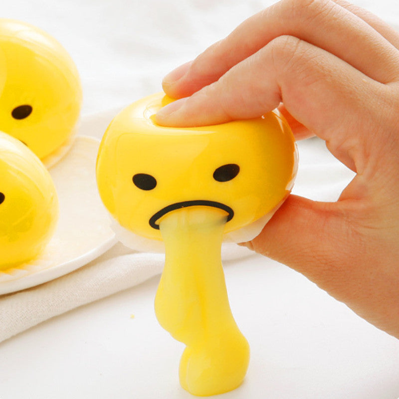 Vomiting Egg Yolk Squeeze Toy – Funny Anti-Stress Squishy Gadget for Kids & Adults