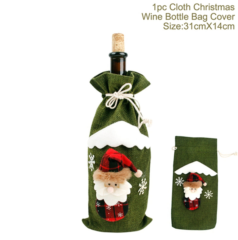 Christmas Wine Bottle Cover - Festive Holiday Table Decoration