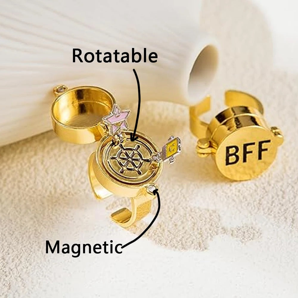 Spinner BFF Matching Friendship Rings – Rotating Open Band Forever Best Friend Rings