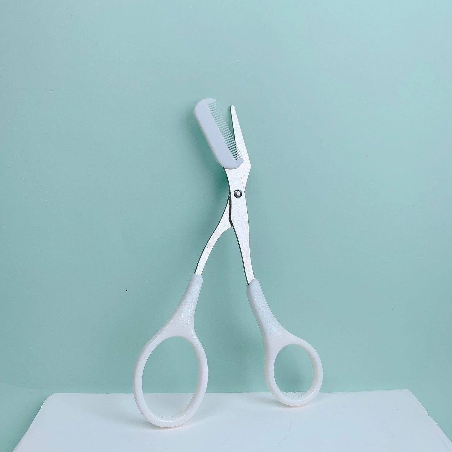 Pink Eyebrow Scissors with Built-In Comb – Stainless Steel Precision Grooming Tool