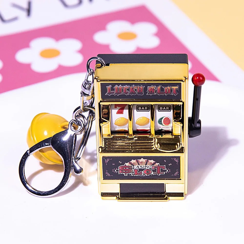 Mini Slot Machine Keychain – Novelty Lucky Charm Keyring Toy for Adults & Gambling Enthusiasts - QuirkyFindsHub