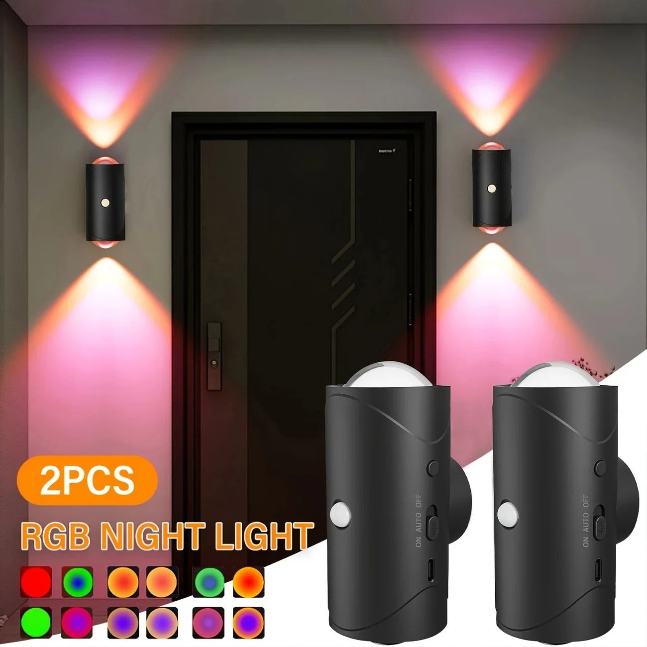 Smart Motion Sensor LED Wall Night Light – Rechargeable RGB & Warm White Magnetic Mount