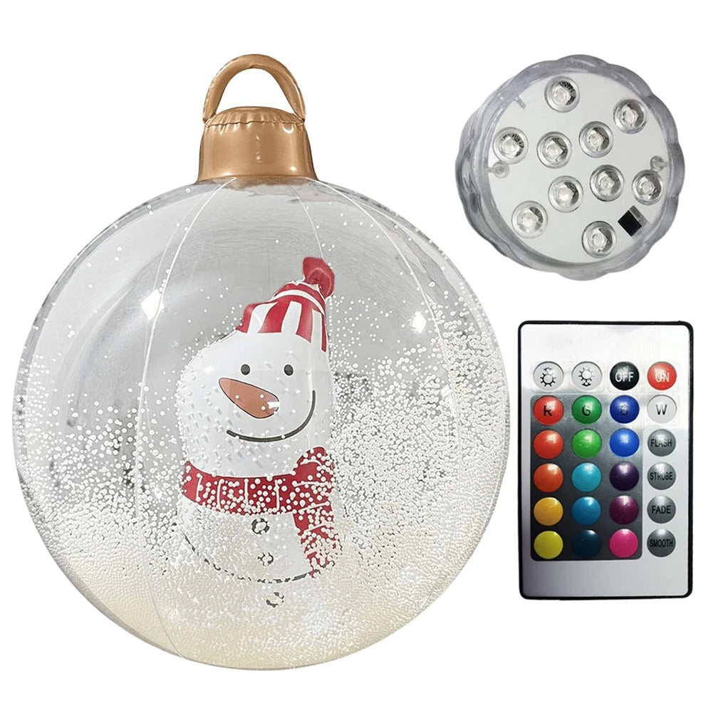 Giant Inflatable Christmas Ball with LED Light – 23.6 Inch Outdoor & Indoor Festive Bauble Decoration