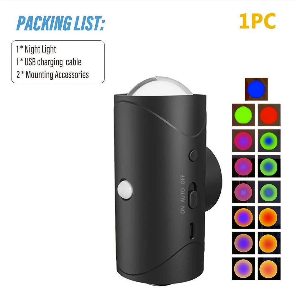 Smart Motion Sensor LED Wall Night Light – Rechargeable RGB & Warm White Magnetic Mount