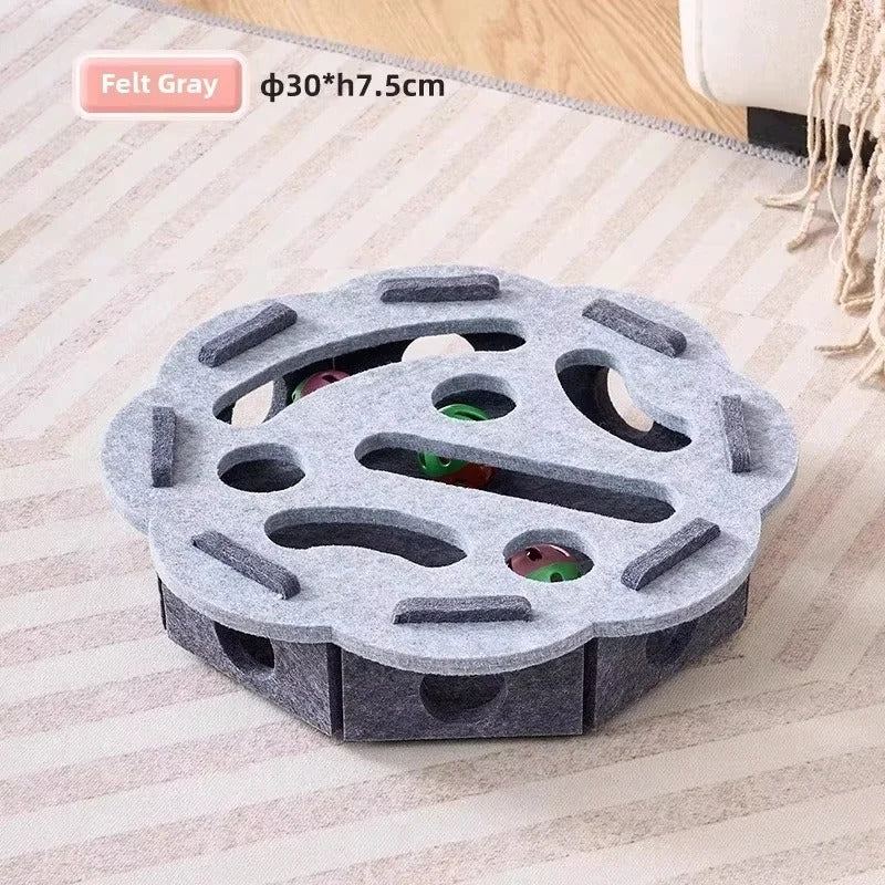 Cat Puzzle Toy Felt Box – Interactive Exercise & Hunting Toy with Ball for Indoor Cats