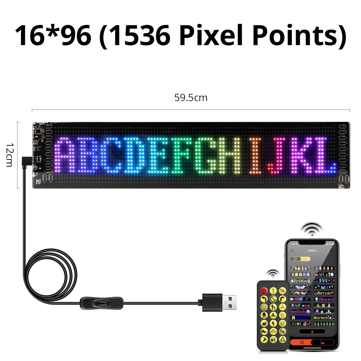 Smart Bluetooth LED Pixel Screen Strip - USB DIY Scrolling Display