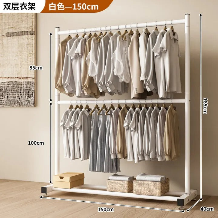 Double Layer Clothes Drying Rack - Heavy Duty Floor Standing Organizer