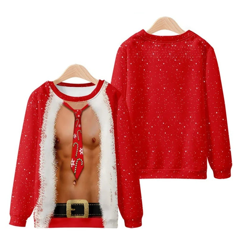 Funny Ugly Christmas 3D Printed Sweatshirt – Loose Pullover Round Neck Long Sleeve Xmas Top for Men & Women