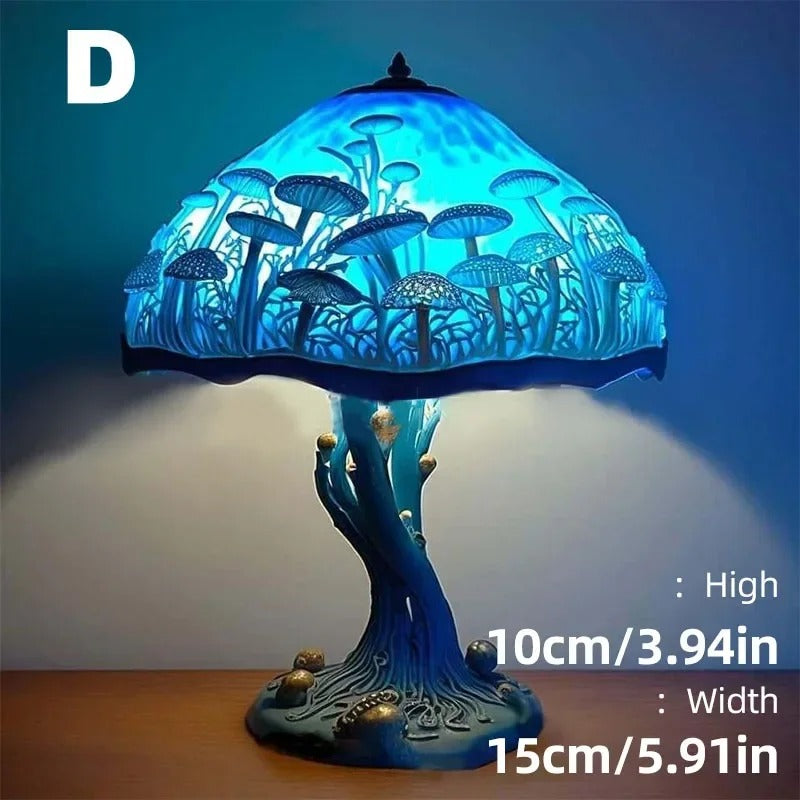 Fairy Mushroom Garden Stained Glass Lamp – Handmade Night Light