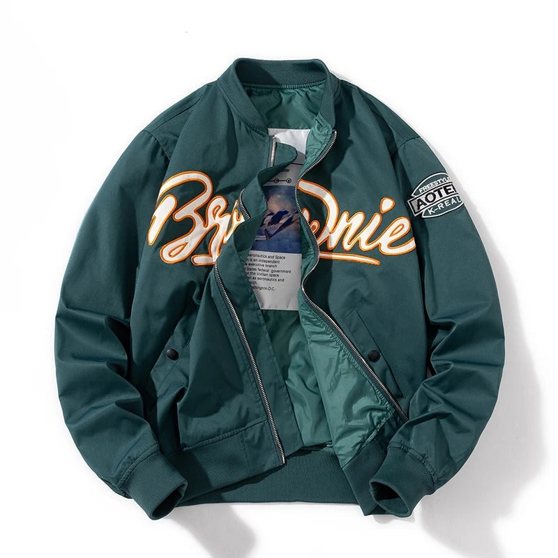 Embroidered Baseball Bomber Jacket - Korean Trendy Pilot Outerwear
