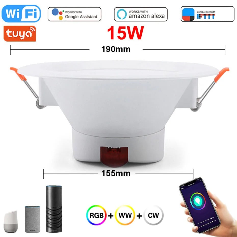 Tuya WiFi Smart LED Downlight – 5W 7W 9W 10W 15W 220V Dimmable Spot Light Compatible with Alexa & Google Home
