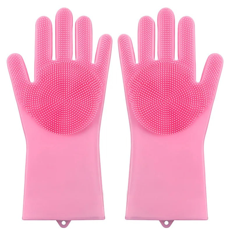 Silicone Pet Bath Brush Gloves – Dog & Cat Grooming Mitt with Massage Bristles