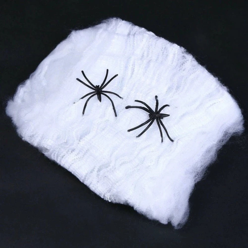 Halloween Artificial Spider Web & Cobweb Decoration – Stretchy Gothic Haunted House Decor