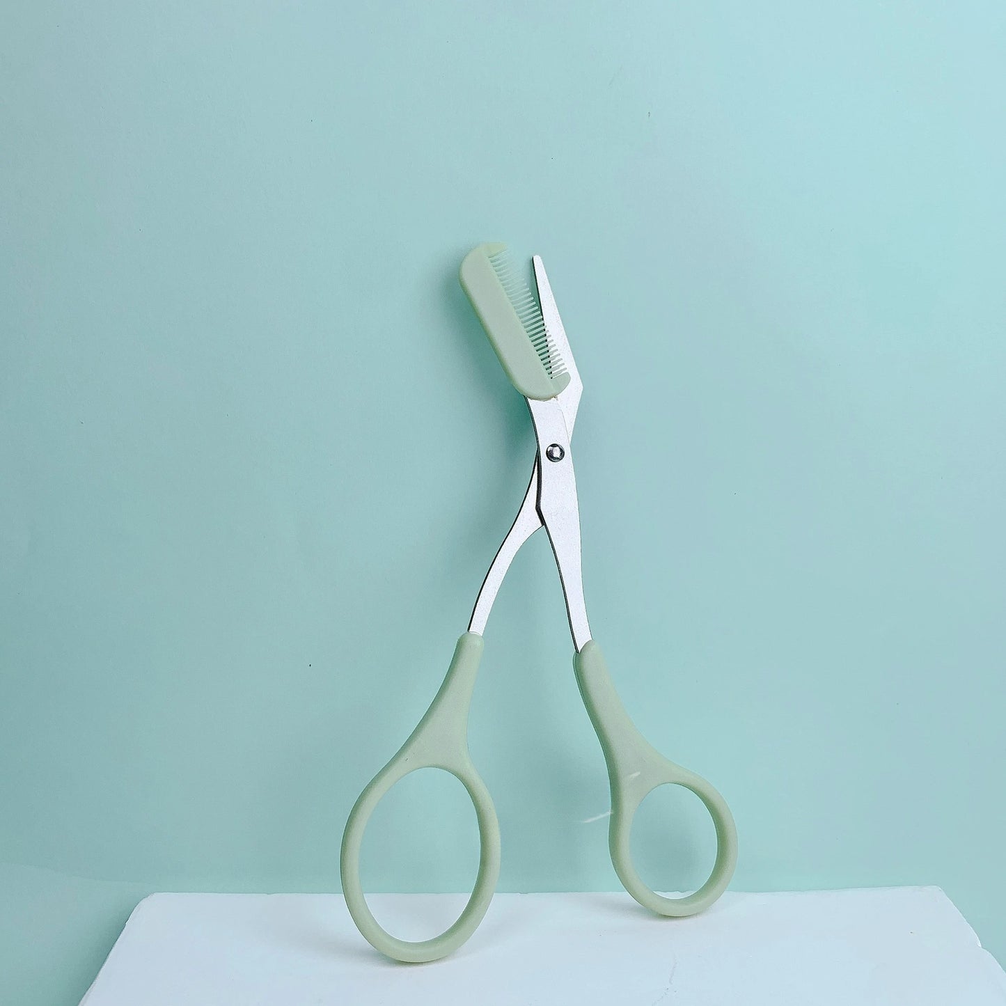 Pink Eyebrow Scissors with Built-In Comb – Stainless Steel Precision Grooming Tool