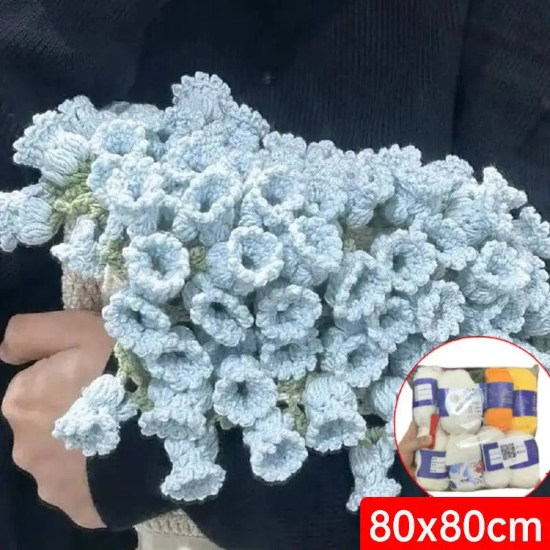 DIY Crocheted Flower Bouquet Blanket Kit – Handmade 100% Cotton Crochet Material Package