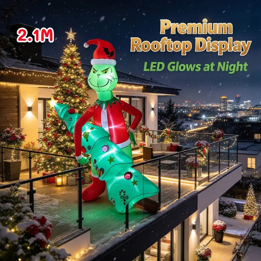 Christmas Inflatable Decoration  Suspended Elderly And Seated Elf  with Built-In LED Lights